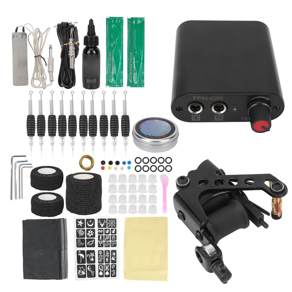 8 Wraps Tattoo Coil Machine Kit Mini Tattoo Power Supply Complete Tattoo Machine Set for Beginners