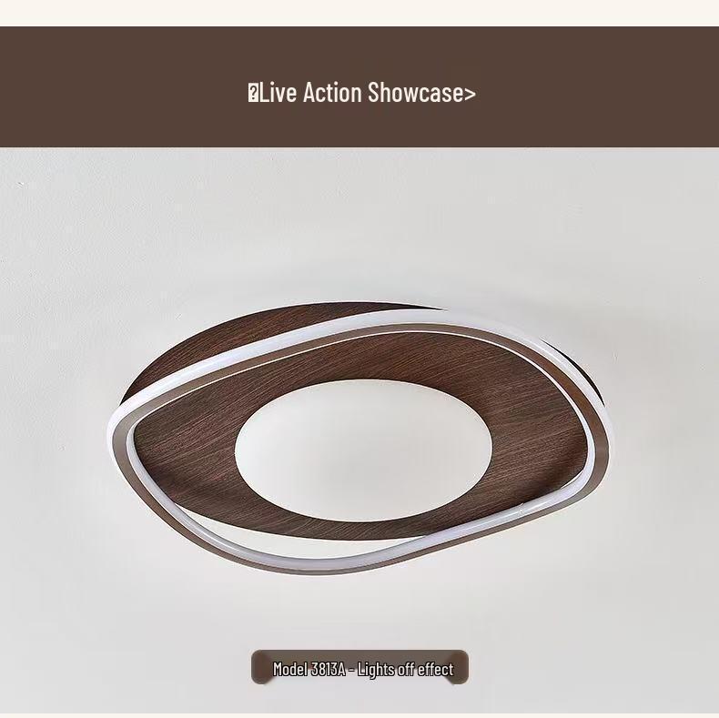 Mid-Century Modern Walnut Ceiling Light - Minimalist Wabi-Sabi Style