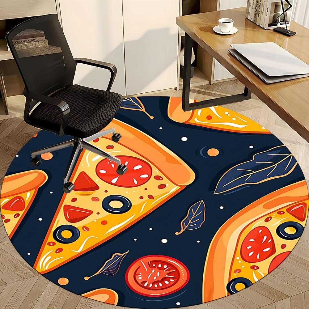 1pc Pizza Slice Office Round Area Rug, Indoor Mat Suitable For Office, Under Office Chairs Bedroom Living Room Home Decor, Room Deco