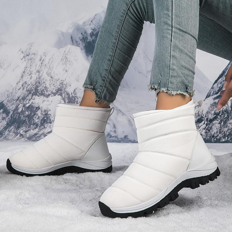 Ladies' Winter Fashionable Anti Slip Wear-resistant and Warm High Top Cotton Shoes with Added Fleece Outdoor Snow Boots