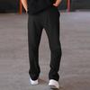 Men Straight Sweatpants Drawstring Elastic Waist Wide Leg Solid Color with Pockets