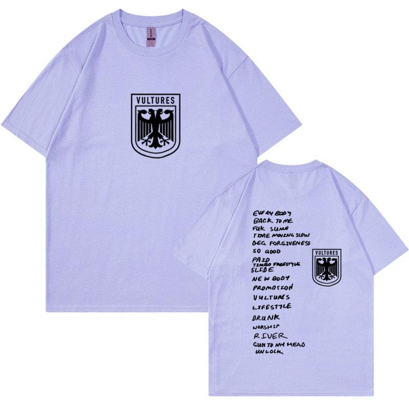 Vultures Канье Уэст Новый Музыкальный Альбом Логотип Футболка Мужская Одежда Хип-Хоп Панк Футболка Унисекс Винтажные Хлопковые Футболки с Коротким Рукавом