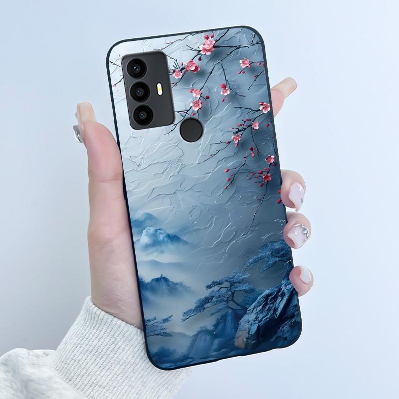 Cute Case For TCL 30 SE Protective Cover For TCL 30E Funda For TCL 306 305 Printing Shell Soft Silicone Cartoon Black Casing