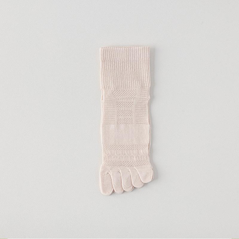 Женские летние тонкие сетчатые дышащие однотонные влагоотводящие бесшовные короткие носки с пятью пальцами