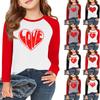 Футболки с длинным рукавом для девочек Love ко Дню святого Валентина, детские осенние топы с круглым вырезом, базовые футболки для детей 5-14 лет