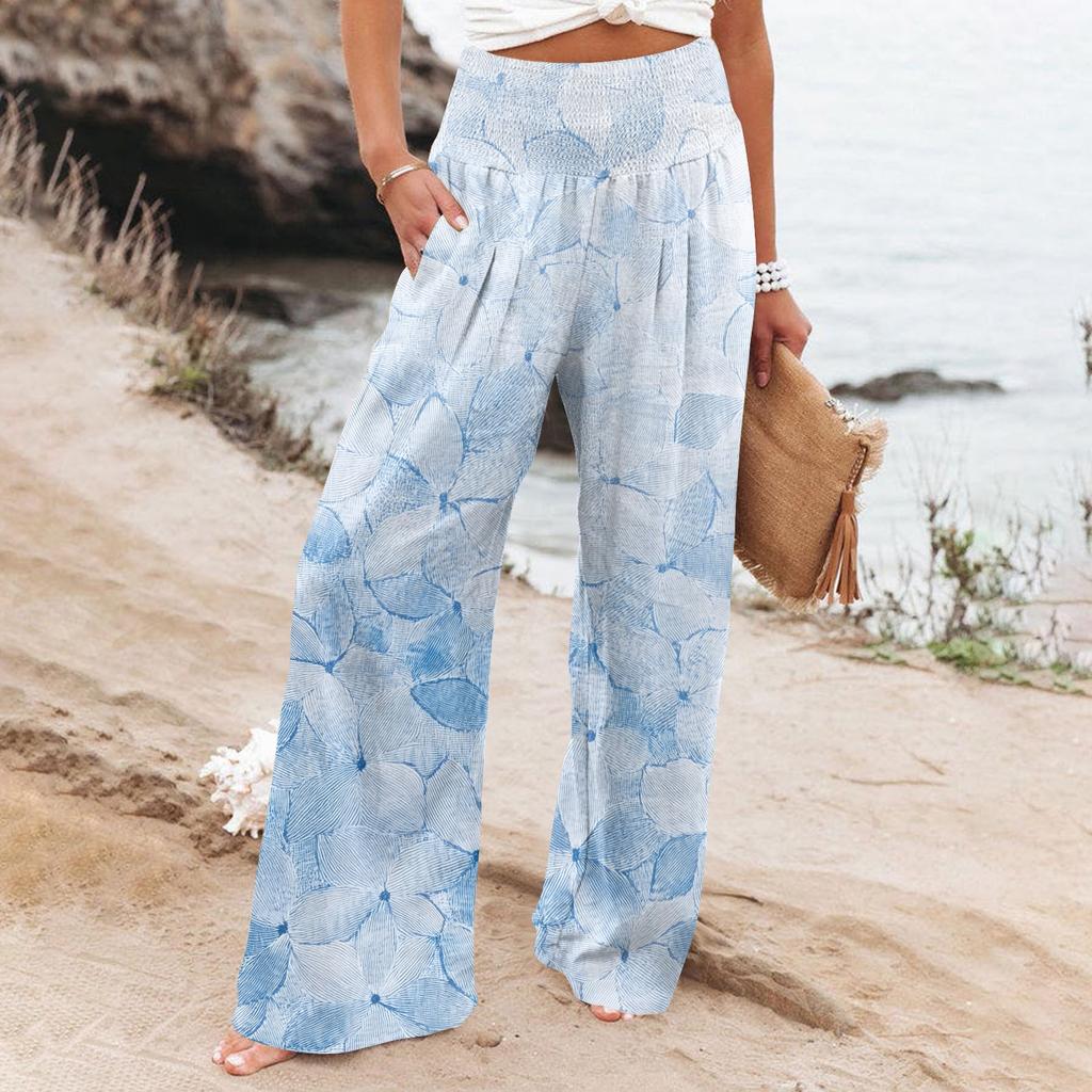 Women's Casual Pants Loose Soft Solid Color  Wide Leg Long Pants High Waist Straight Leg Pants
