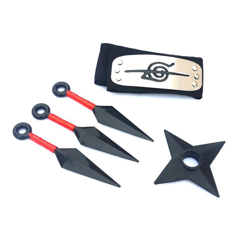 Anime Cartoon Kunai Set Shuriken Headband Cartoon Anime Cosplay Plastic Props Ninja Weapon Gifts ARI