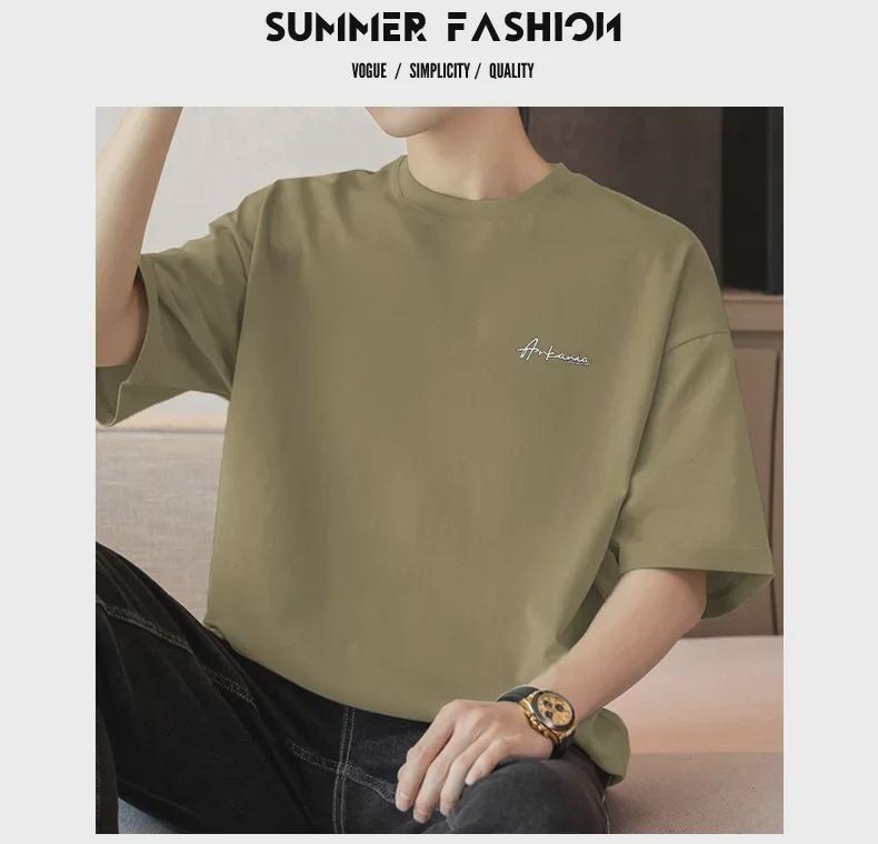 Мужская футболка с коротким рукавом из плотного хлопка плотностью 260 г в американском стиле (Модный принт лета 2025 года)