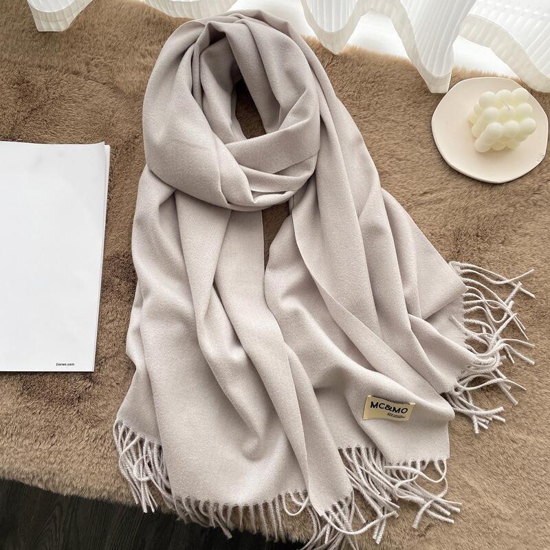 Зимний кашемировый однотонный пашминовый шарф с кисточками для женщин, теплые шарфы, накидки, для девочек, утолщенная теплая шаль, накидка, эшарп, палантин
