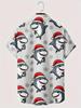 Men's Christmas Themed Short-Sleeve Hawaiian Shirt, Polyester Material, Comfortable and Breathable Fabric, Lapel Collar, 3D Digital Print with Full