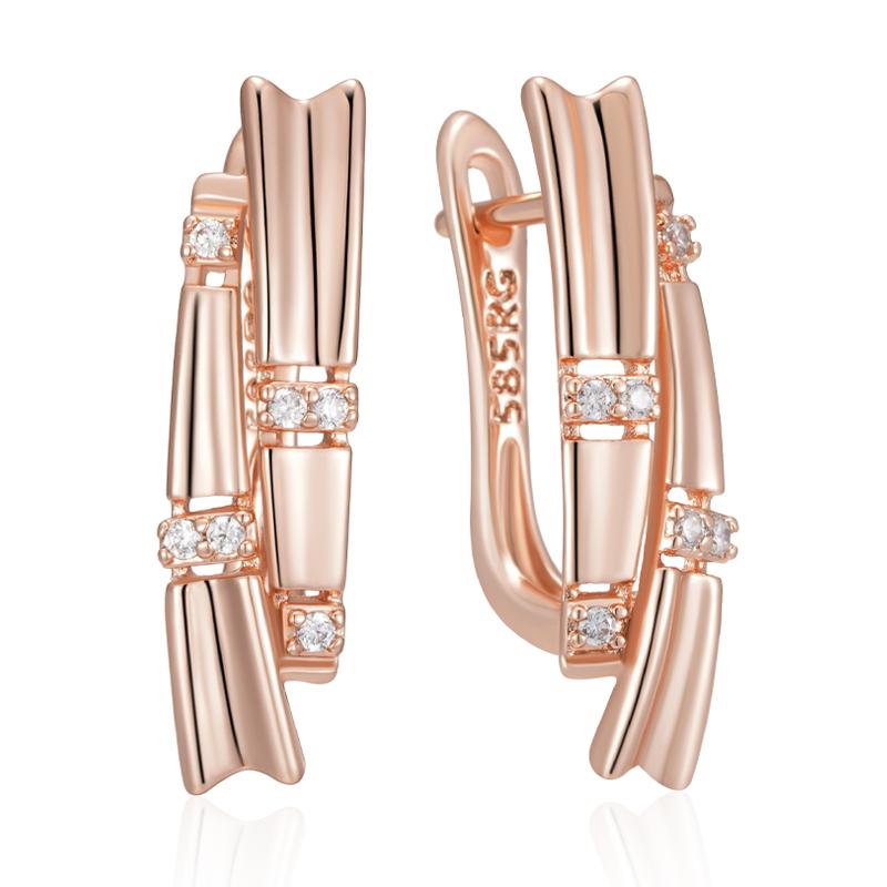 Серьги-капли цвета розового золота, этнические, для невесты, женские, модные, геометрические, с натуральным цирконом, аксессуары, повседневные, изящные ювелирные изделия