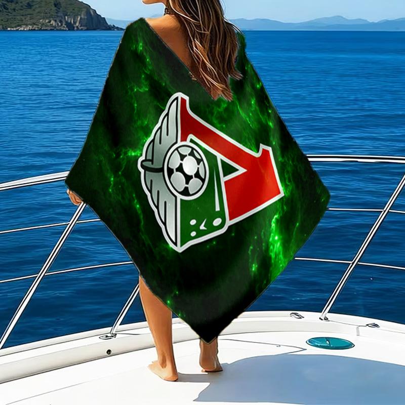 Green And Red Soccer Emblem Printed Beach Towel, Super Soft Microfiber, Perfect Gift Birthday, for Pool, Beach, Travel, for family and friends