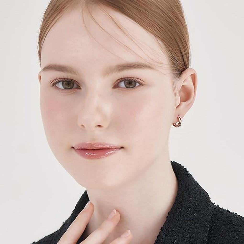 [ELLE Jewelry] 14K Simple Two Square One-Touch Earrings ELGPEE553