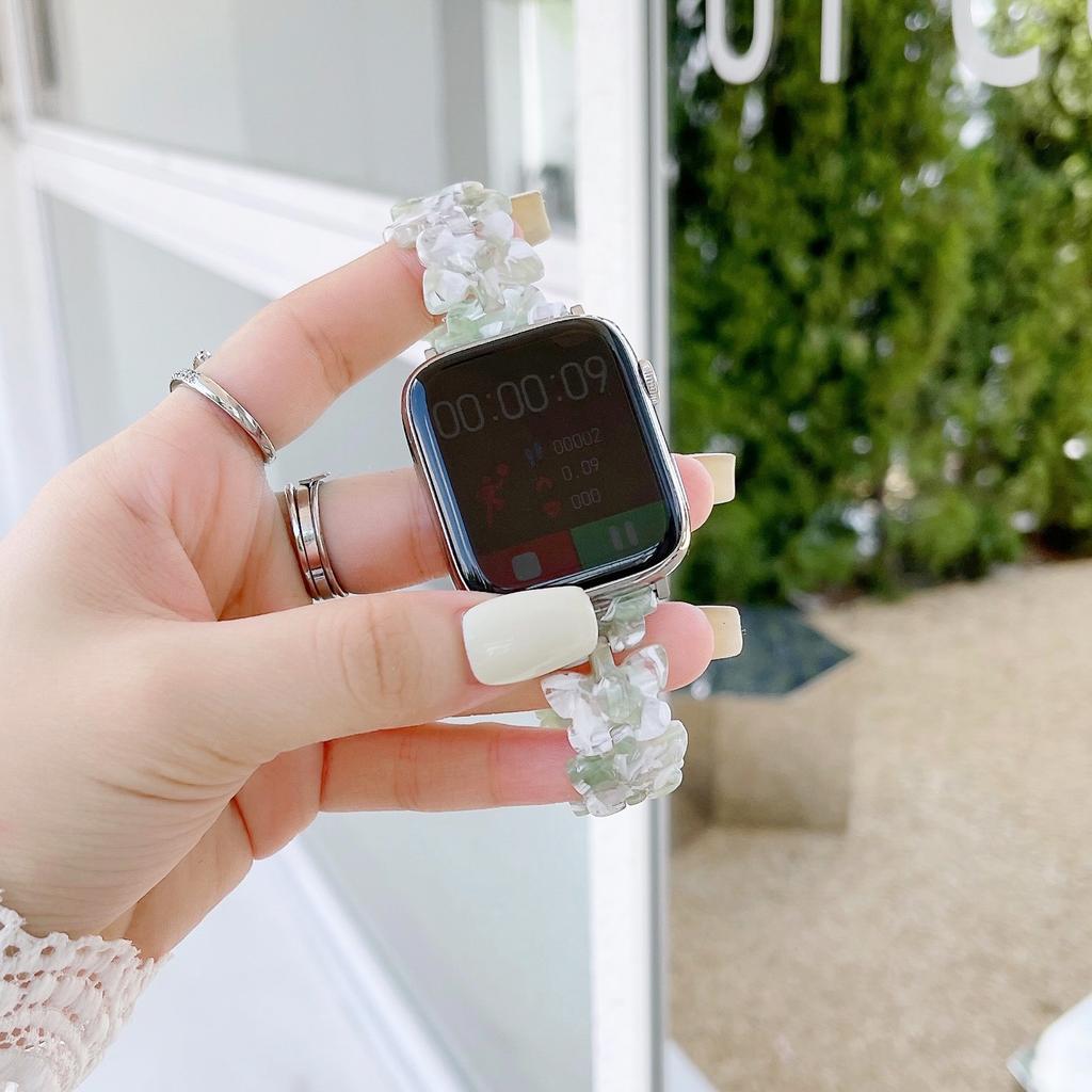 Ремешок из смолы с бабочкой для Apple Watch Band 7, 44, 40 мм, 42 мм, 38 мм, 41, 45 мм, прозрачный ремешок для часов с петлей для IWatch 7, 6 Se, серии 5, 4, 3