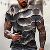 Men's 3D Irregular Pattern Fashion T-shirt, Street Designer Short Sleeved Clothing, Oversized Top, Casual Sportswear
