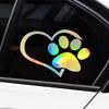 Светящаяся наклейка в форме сердца с отпечатком лапы собаки Для окна автомобиля Бампера Предупреждающий знак для ночного вождения Отражатель Деколь с изображением животного