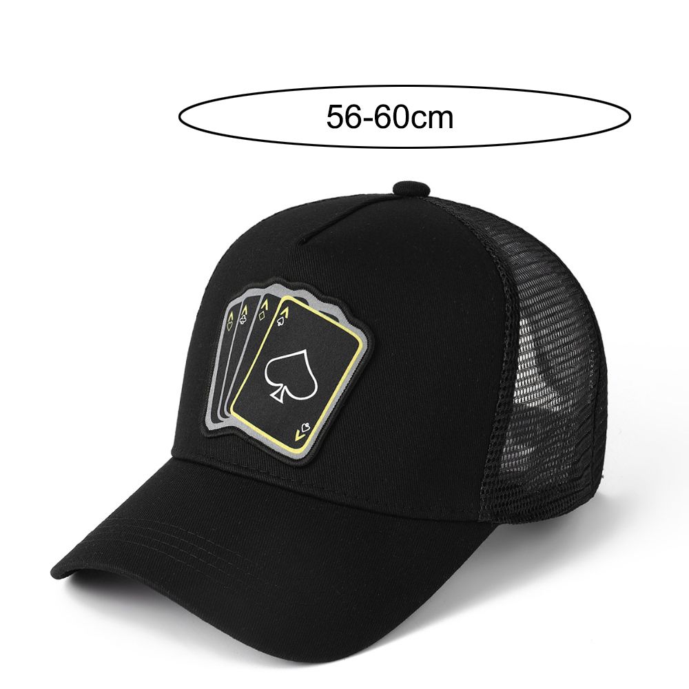 Breathable Mesh Poker Card Hat Adjustable Trucker Hat Fashionable Mesh Back Cap Outdoor Sports