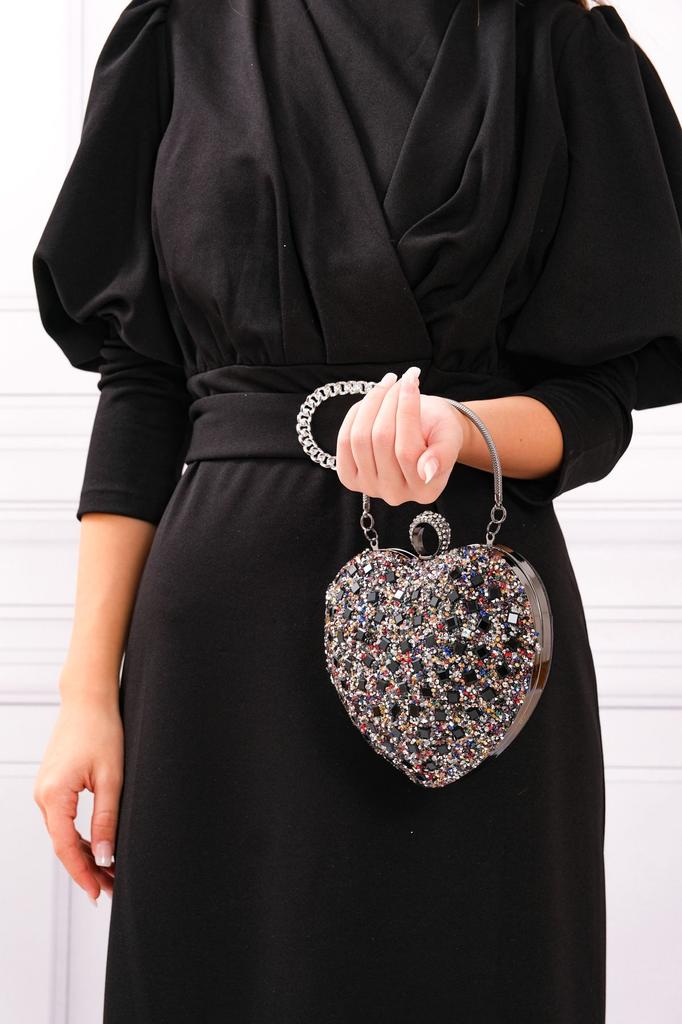 Women's Stylish and Useful Evening Dress Bag Women's Heart Stoned Saxe Blue Evening Dress Bag
