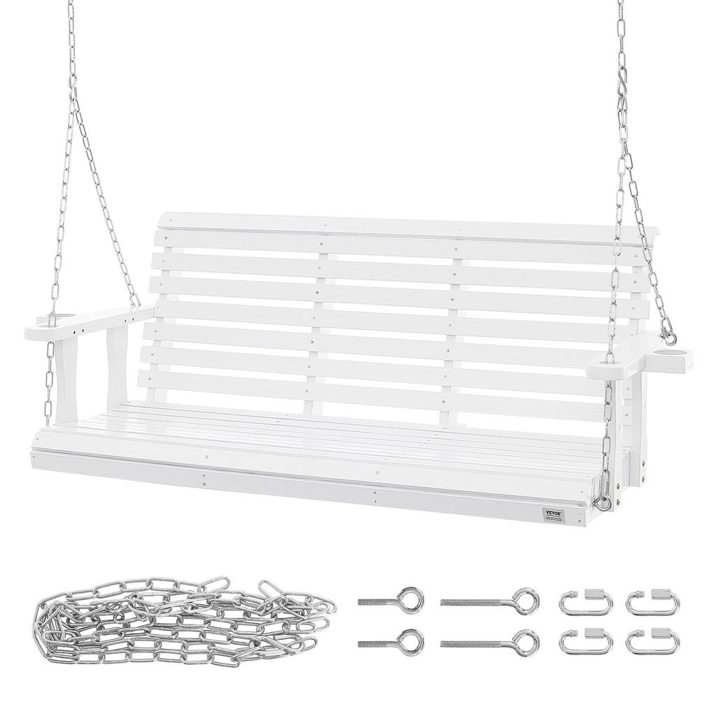 VEVOR Wooden Porch Swing 5.5 ft, Patio bench swing for Courtyard & Garden, Upgraded 880 lbs Strong Load Capacity