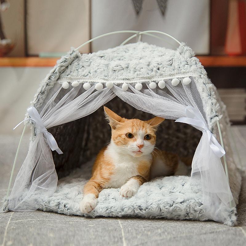 Sweet Princess Cat Bed, Foldable Tent, Dog House, Kitten Basket Beds, Cute Cat Houses, Home Cushion, Pet Kennel Products
