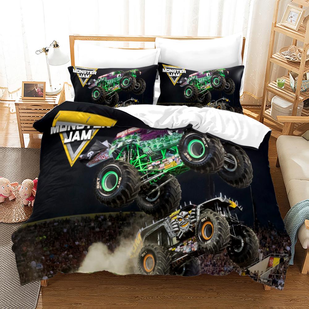 Постельное белье Monster Jam Односпальное Полуторное Двуспальное Евро Размер King Size Комплект постельного белья Monster Jam F1 Спальня Подростка Комплекты с пододеяльником Аниме
