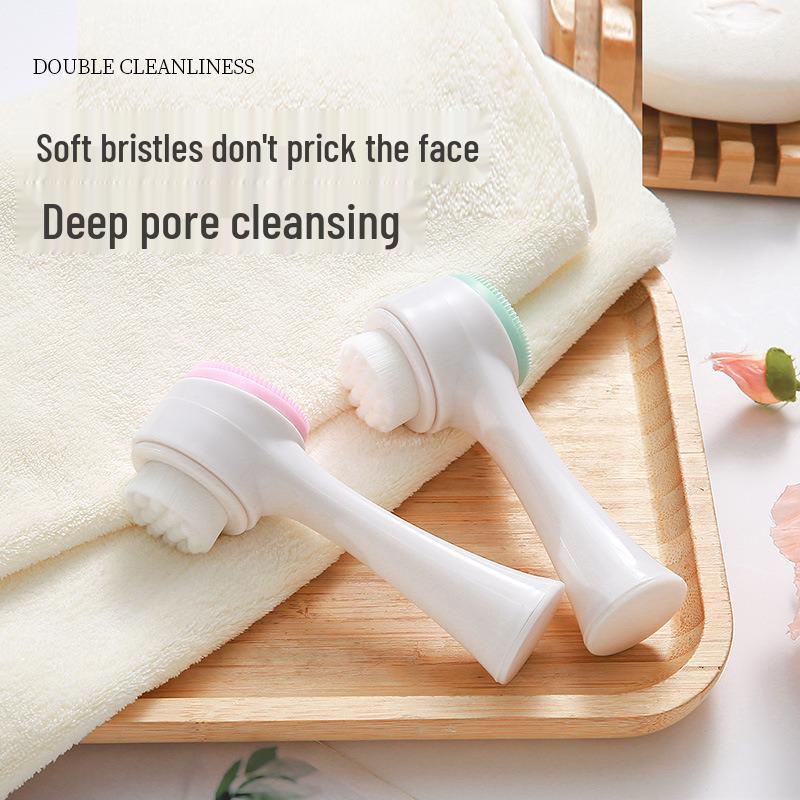 Ручная 3D силиконовая двусторонняя щетка для очищения и массажа лица с мягкой щетиной