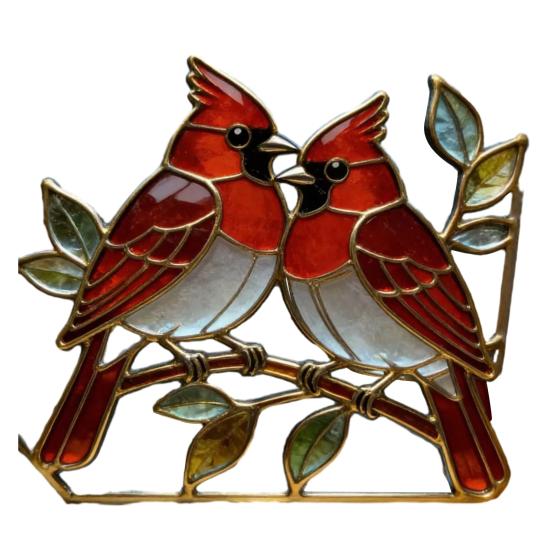 Ловец солнца в виде птицы Витражная акриловая оконная подвеска с кромкой из медной фольги Подарки для женщин, мамы, бабушки, любителей птиц