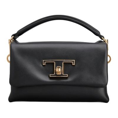 Tods Магнитная пряжка Регулируемый плечевой ремень Кожаная сумка Женские сумки Черный XBWTSOC0000XPRB999