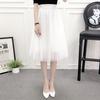Весенне-осенняя юбка средней длины, корейская версия, плиссированная кружевная сетчатая полуюбка с высокой талией, большая распашная юбка, тонкая юбка средней длины