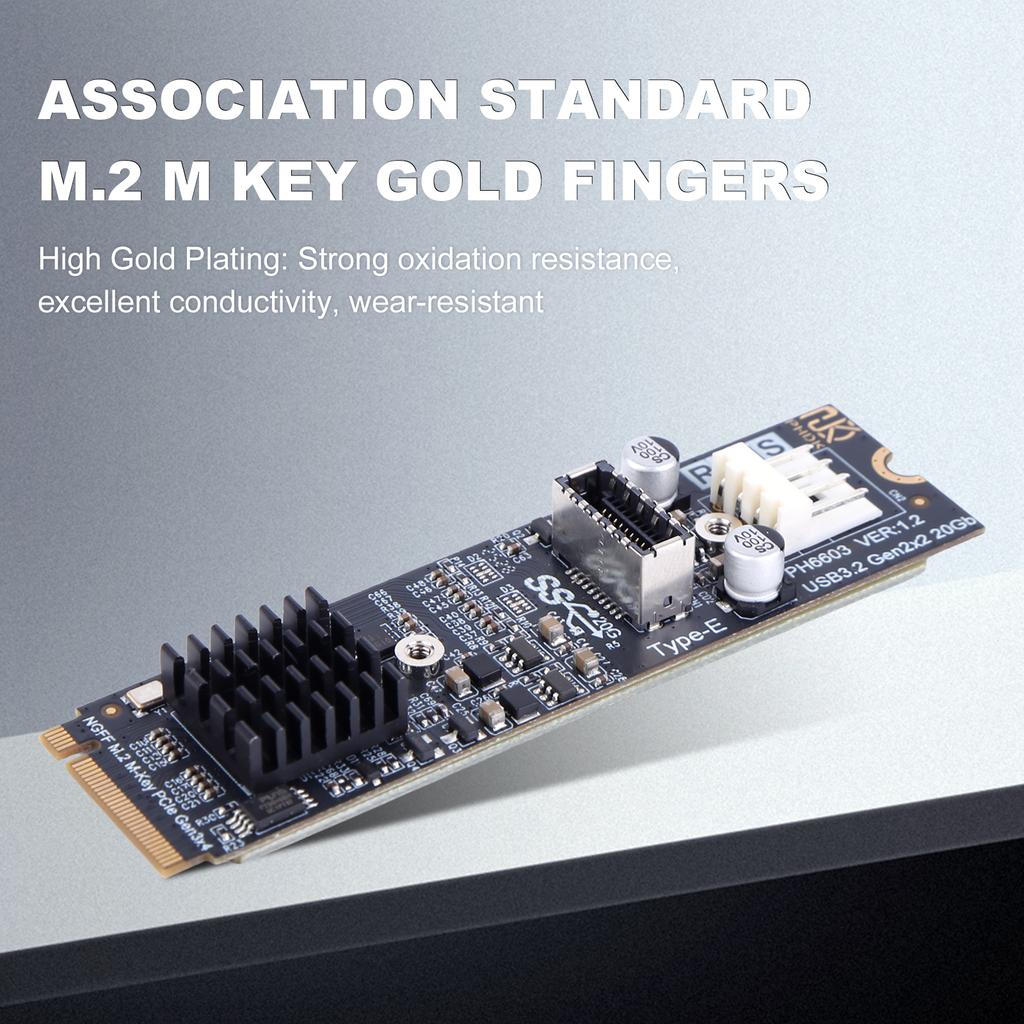 Адаптер M.2 NVME M-KEY на USB 3.2 20 Гбит/с Высокоскоростная карта расширения для передней панели PC M2 M-Key PCIe на USB 3.2 с чипсетом ASM3242