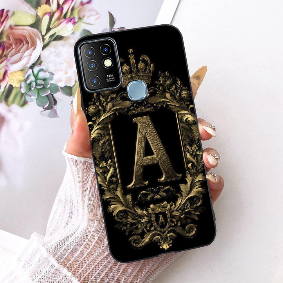 For Infinix Hot 10 Case Cover Luxury A-Z Letters 2D Painted Silicone Bumper For Infinix Hot10 X682B X682C Casing