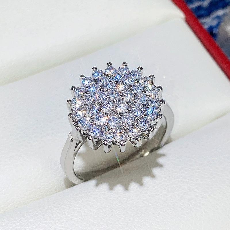 European & American Full Diamond Alloy Geometric Ring - Women's Gift & Wedding Jewelry