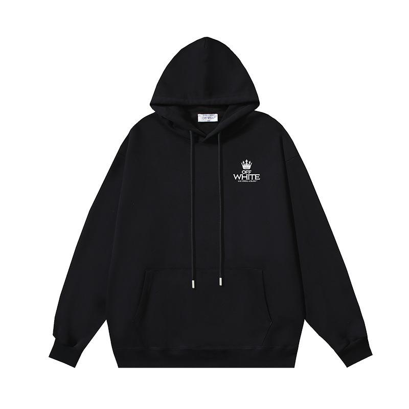 Off-White Осень/Зима 2025 Новая Корона Косая Полоска Черная Стрижка Принтованная Толстовка Мужская и Женская Толстовка