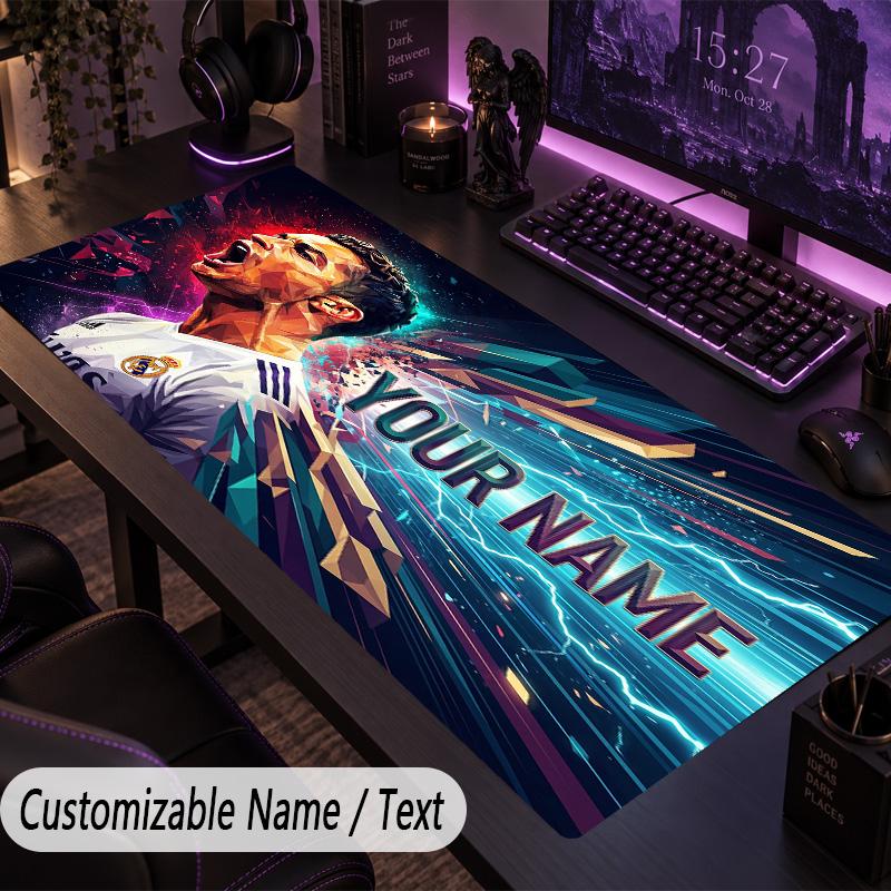 Large Mouse PadCristiano Ronaldo Custom Name Text Personalized Desk Mat Non Slip Gaming Pad