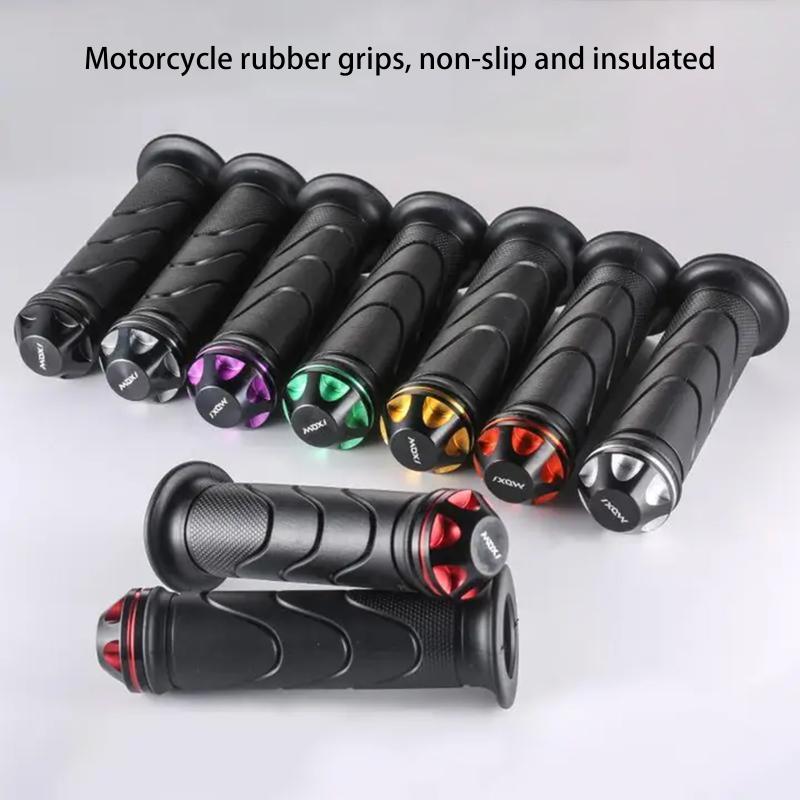 Motorcycle CNC Alloy Handlebar End Caps Universal Rubber Handlebar Trim Anti-Vibration Plugs Various Colors