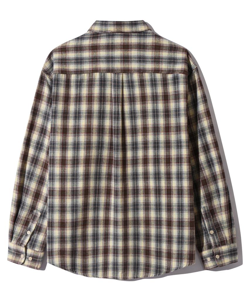 BASEMOMENT Farmers Flannel Check Shirt Brown