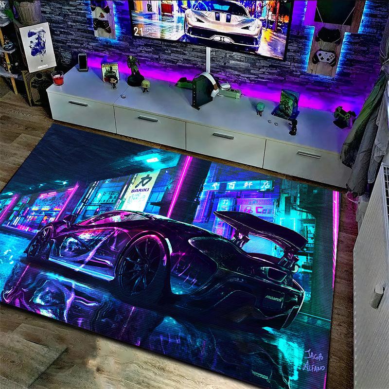 3D Киберпанк Ковер Большой Площади Комната для Киберспорта Спальня Напольный Коврик Кристальный Бархат Домашний Декор Ковер для Гостиной