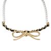 Chanel Металлический бант Телячья кожа Стеклянный жемчуг Чокер Ожерелье Женское Золотой/Черный