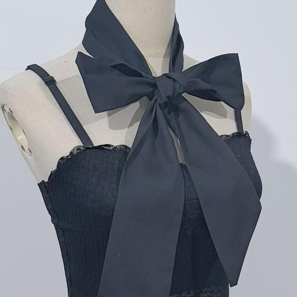 Ins Style Decorative Fake Collar Strap Bow Temperament Versatile Bow Tie Adjustable Trendy and Fashionable