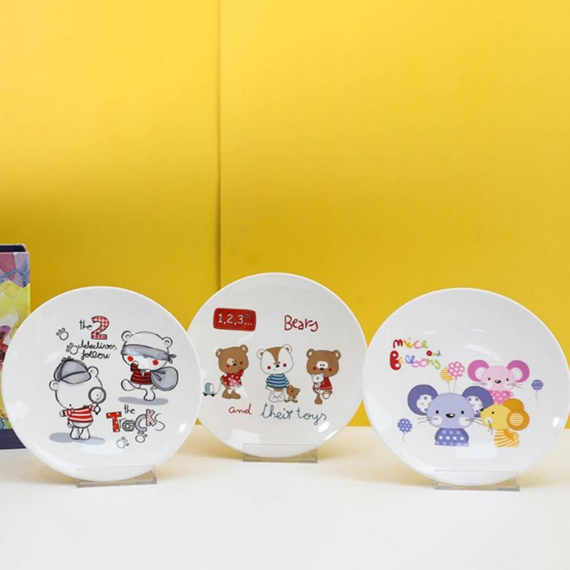 Милые тарелки с изображением животных, расписанные вручную в японском стиле, пластиковые тарелки, детская посуда, соусница, поднос для десерта