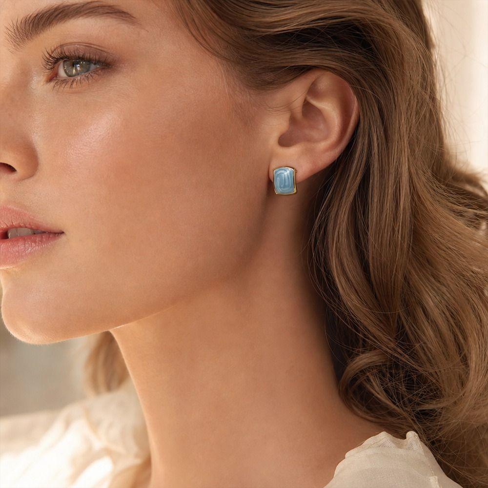 5 Pair French Retro Women Stud Earrings Square Stud Earrings New Ear Accessory Street Trend Outfit