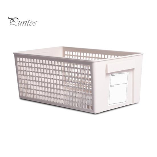 Пластиковая корзина для хранения с этикеткой, многоцелевая корзина для хранения с нескользящей ручкой, вентилируемая, легко моющаяся корзина для хранения косметических канцелярских принадлежностей