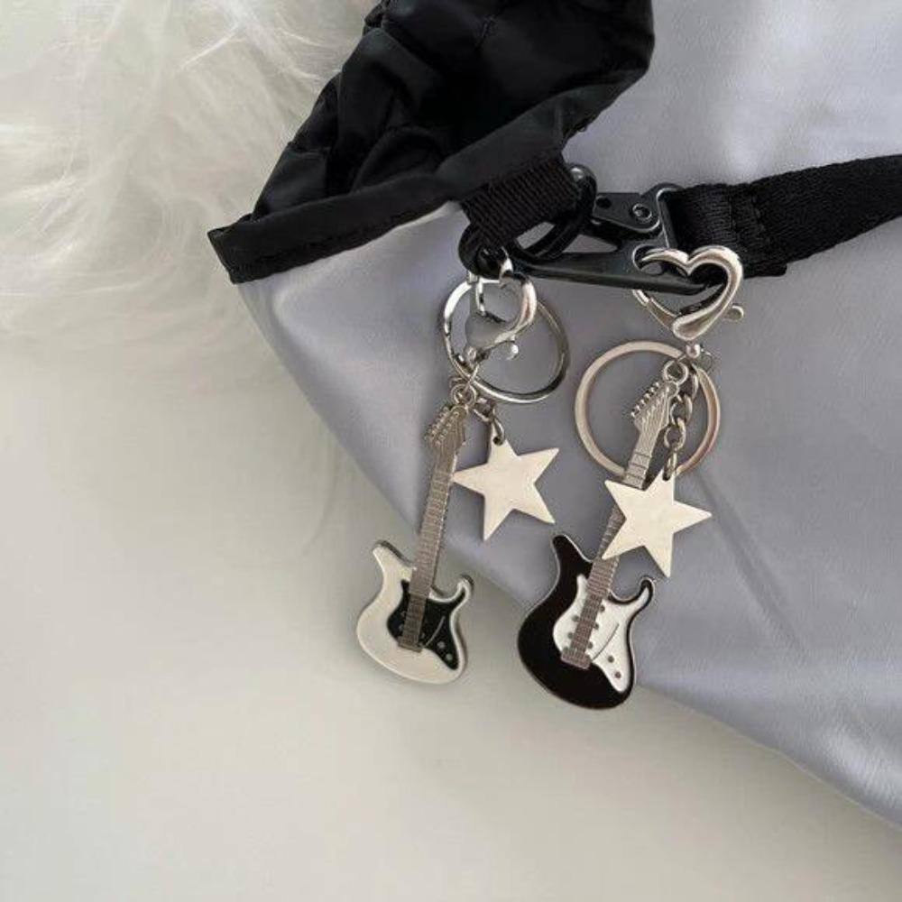 Guitar Guitar Keyring Star Musical Instrument Keychain Guitar Key Chain Musician Jewelry Gift