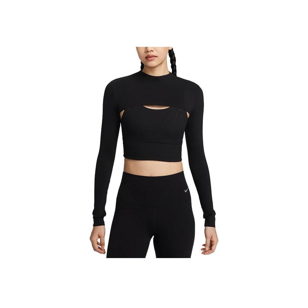 Nike Zenvy Dri-Fit Быстросохнущий Пуловер с Длинным Рукавом Модные Женские Топы Черный HJ1862-010