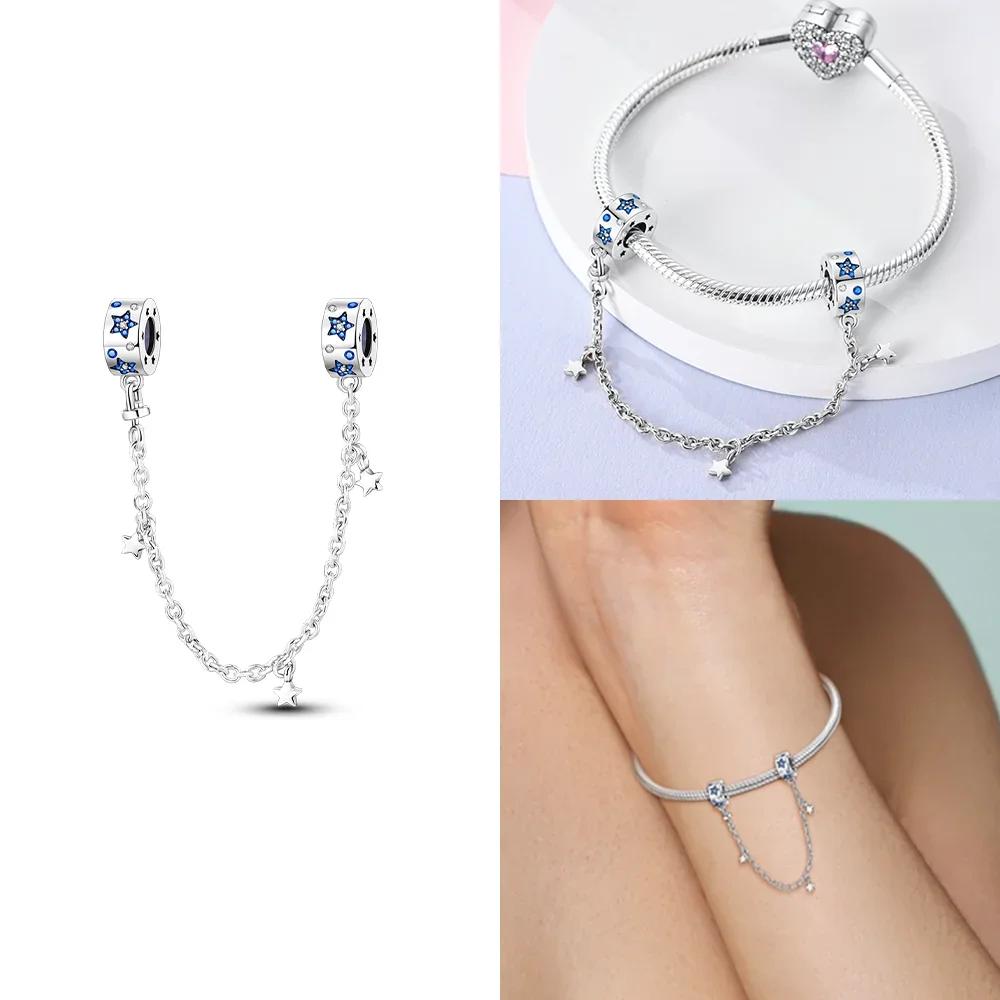 Шарм Медь Луна Звезда Лист Подходит Оригинал Новый Клипса-застежка Цепочка Безопасности Браслет Сделай Сам Для Женщины Девушки Ювелирные Изделия Изысканный Подарок