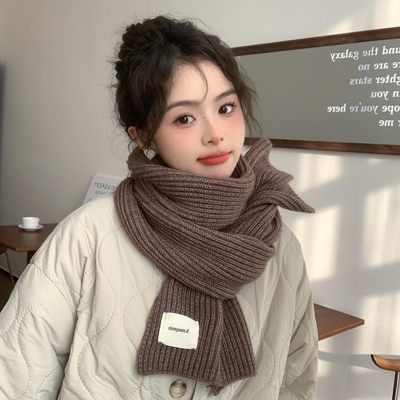 New Red Knitted Scarf Men's and Women's Winter Christmas Student Couple Versatile Thickened Wool Scarf