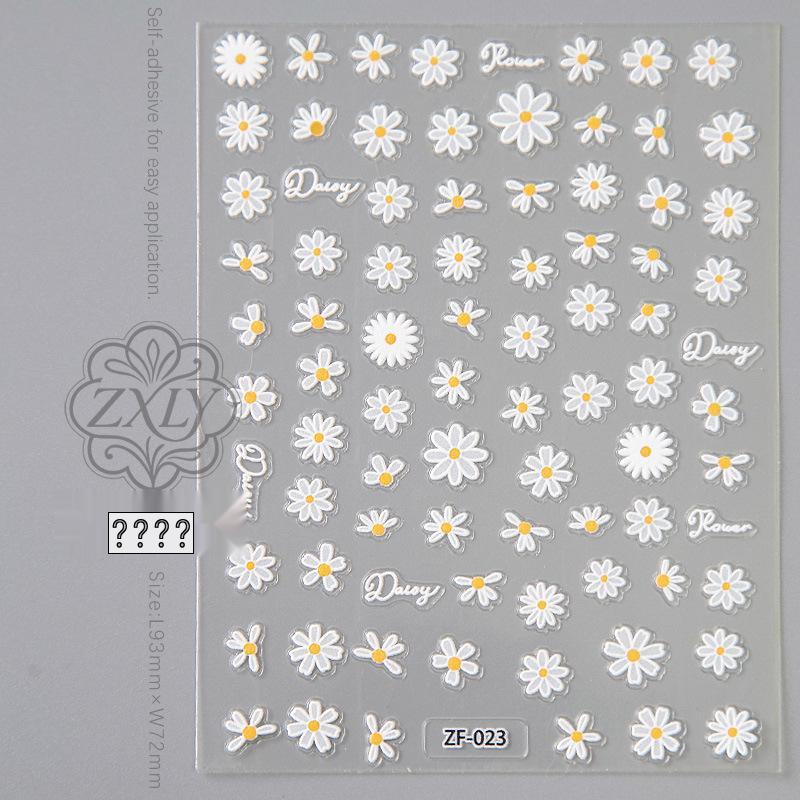 Daisy Energetic White Flower Nail Stickers: High-Value Manicure, Stylish and Chic.