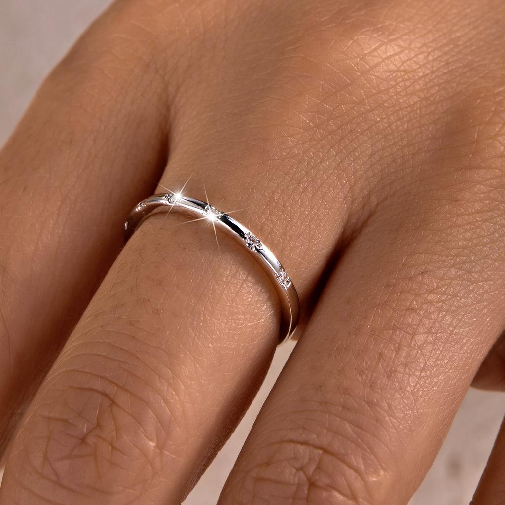 Sugar Cube Crushed Ice Cubic Zirconia Copper Closed Ring for Women Square Minimalist Bling Stackable Fine Finger Jewelry