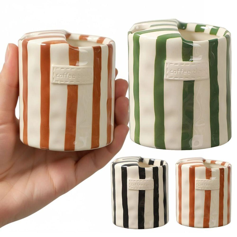Novelty Ceramic Coffee Mug Hand-Painted Striped Retro Striped Drinkware Home Breakfast