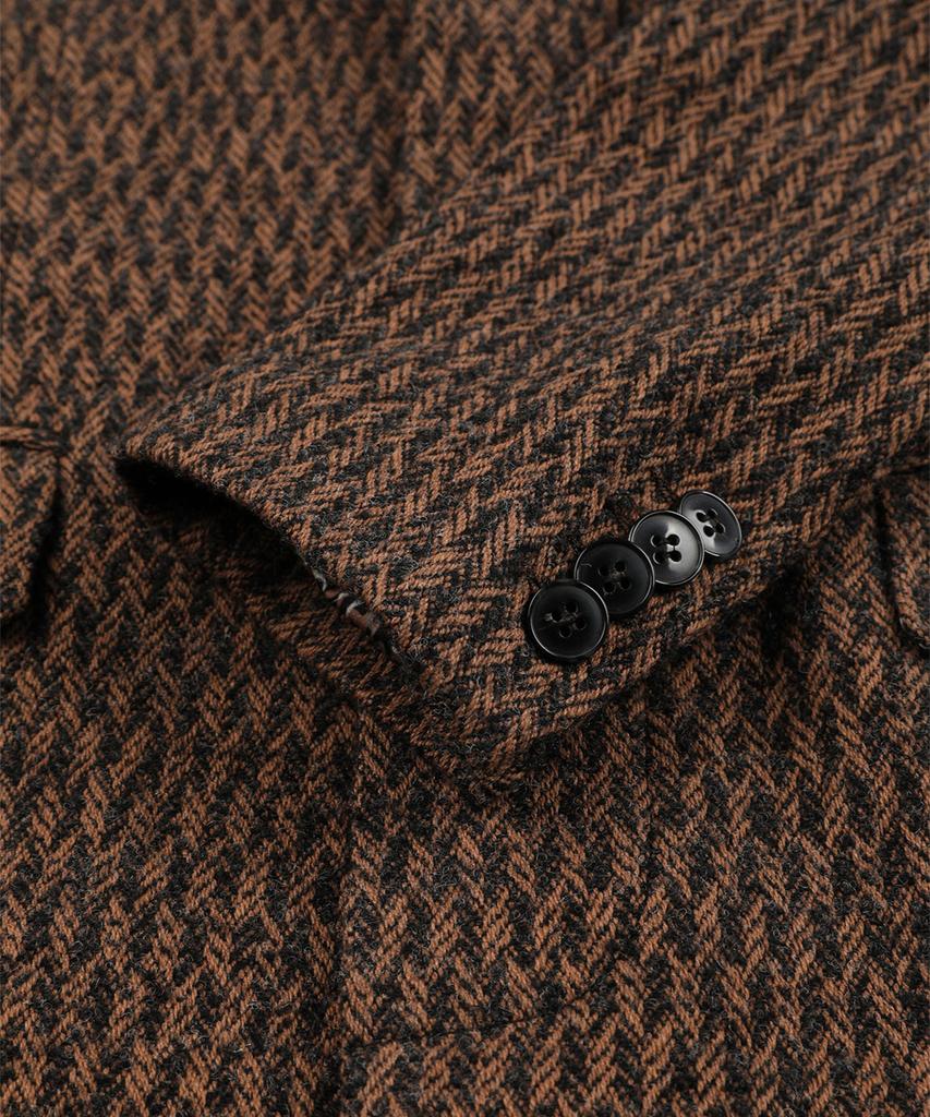 Panicale Single-Breasted Check Wool Blend Coat [Beige]